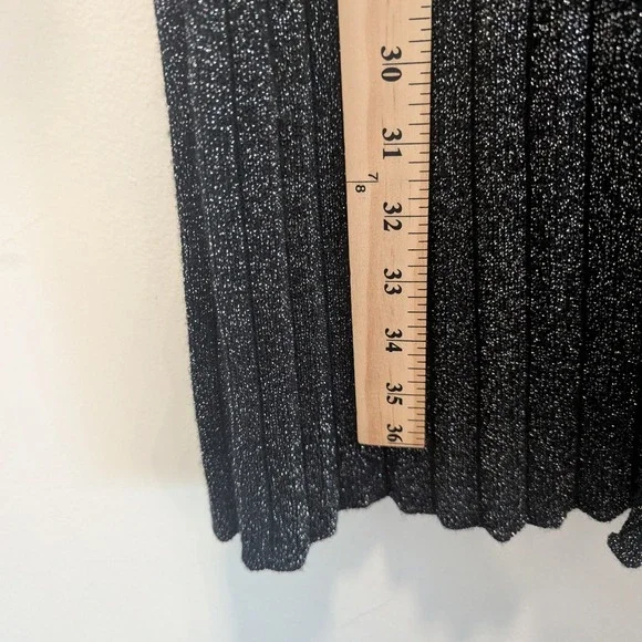 Cedrics Long Line Cardigan Metallic Silver Black Pleated Bell Sleeve Women's M - Picture 7 of 8